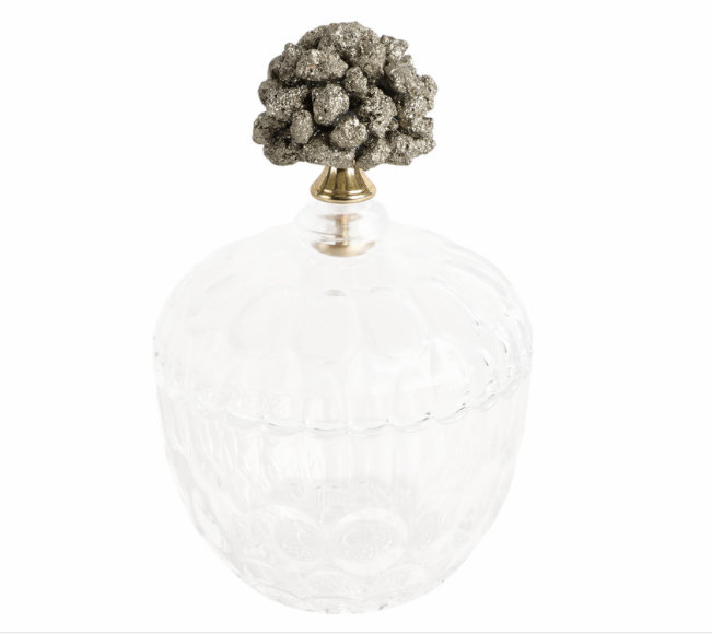 8" STELLA LARGE STONE AND GLASS JAR
