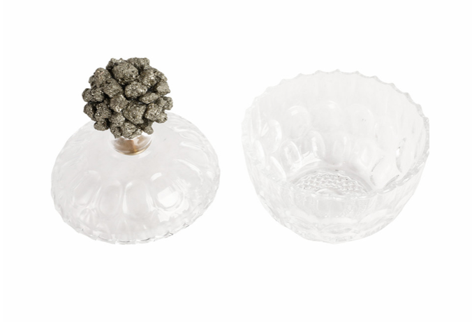 8" STELLA LARGE STONE AND GLASS JAR