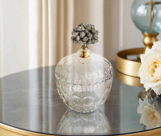 8" STELLA LARGE STONE AND GLASS JAR