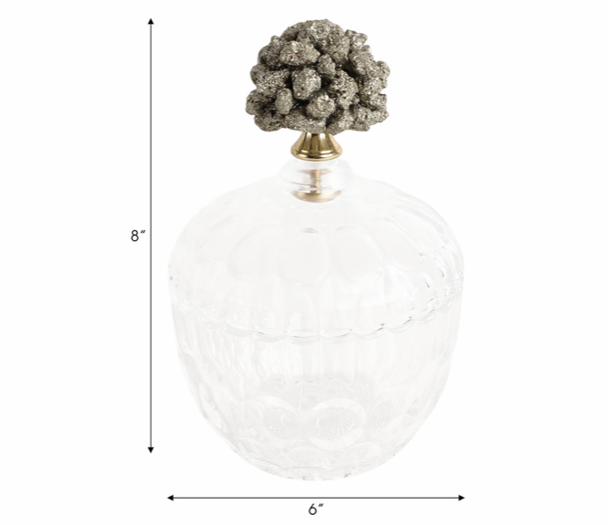 8" STELLA LARGE STONE AND GLASS JAR