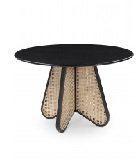 Butterfly 48" Oak Veneer And Natural Cane Dining Table and Chairs Set