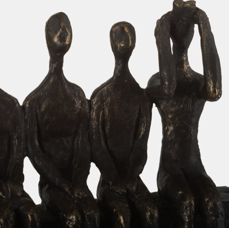 polyresin 15" People On Ledge Sculpture, Bronze