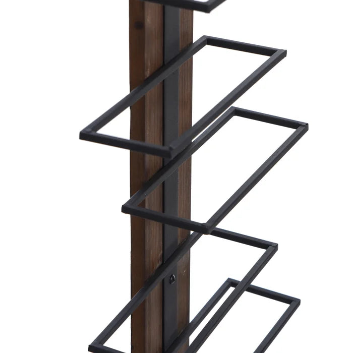 Wood & Metal Wall Wine Holder